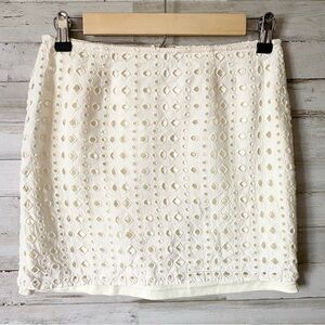 Alya Ivory Eyelet Mini Skirt Small